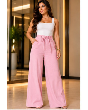 Calça Feminina Pantalona Rosa Chiclete | Moda Evangelica